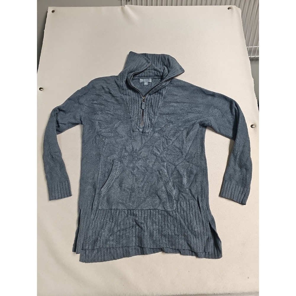 Barefoot Dreams CozyChic Lite Half Zip Pullover Blue Gray BDWCL21476 Medium